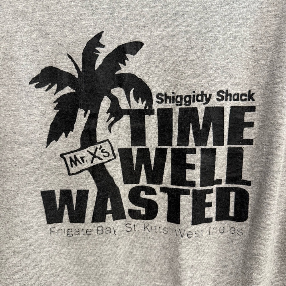 Mr. X’s Shiggidy Shack “Time Well Wasted” Gray Long Sleeve Tee — Size L